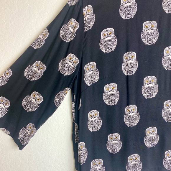 H&M High Neck Owl Print Shirt - Picture 3 of 3
